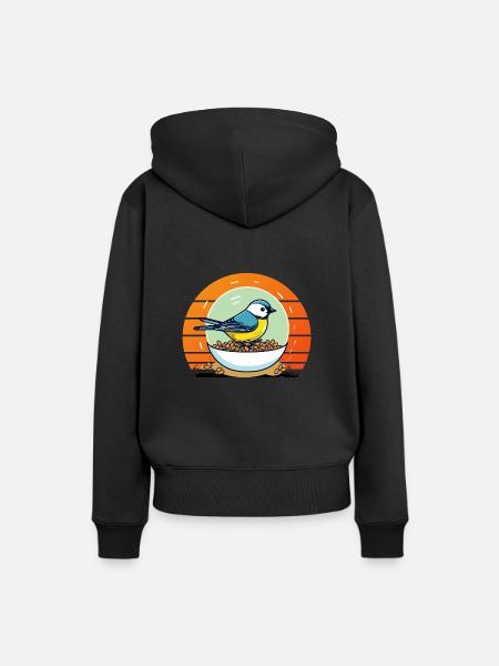 Vogelfütterung - Frauen Premium Bio Hoodie - Schwarz