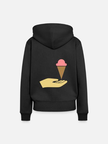 Hand reicht Eis - Frauen Premium Bio Hoodie - Schwarz