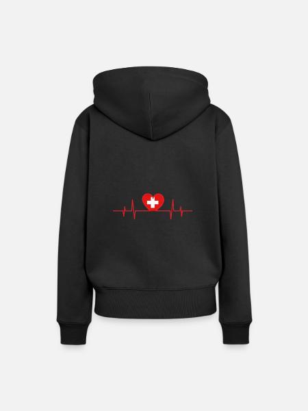 Heartbeat Schweiz - Frauen Premium Bio Hoodie - Schwarz
