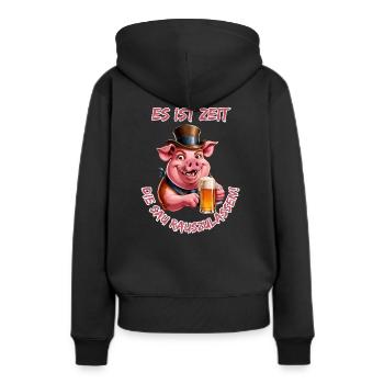 Es ist Zeit die Sau Rauszulassen!-Coole Party Sau - Frauen Premium Bio Hoodie - Schwarz - Hinten - Julia (174cm)