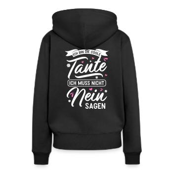 ICH BIN DIE COOLE TANTE ICH MUSS NICHT NEIN SAGEN - Frauen Premium Bio Hoodie - Schwarz - Hinten - Julia (174cm)