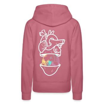 Heart Skull 2 white - Sweat à capuche Premium bio Femme - mauve - Dos - Isabella (175cm)
