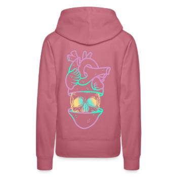 Heart Skull 3 mauve - Sweat à capuche Premium bio Femme - mauve - Dos - Isabella (175cm)