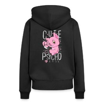 Mignon mais psychopathe. chat rose chat fou fou - Sweat à capuche Premium bio Femme - noir - Dos - Julia (174cm)