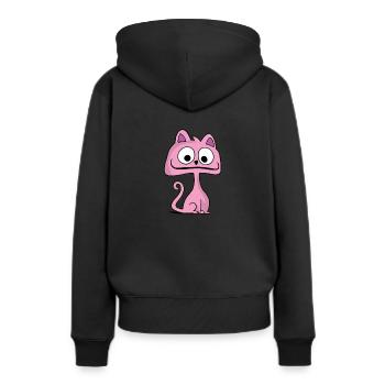 Pink Cat pink cat cheeky funny cartoon - Women’s Premium Organic Hoodie - black - Back - Julia (174cm)