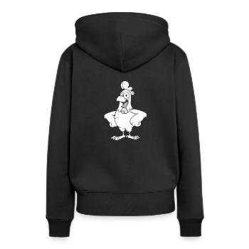 Hahn Gockel hen chickens cheeky comic - Women’s Premium Organic Hoodie - black - Back - Julia (174cm)