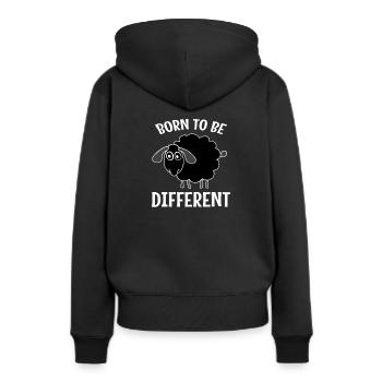 Né pour être différent. Mouton noir - Sweat à capuche Premium bio Femme - noir - Dos - Julia (174cm)