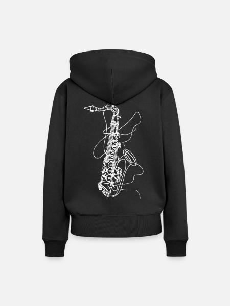 Saxophon Skizze - Frauen Premium Bio Hoodie - Schwarz
