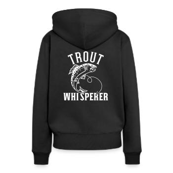 Forelle - Frauen Premium Bio Hoodie - Schwarz - Hinten - Julia (174cm)