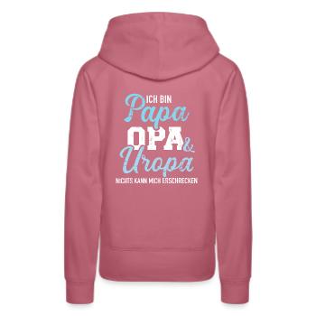 Uropa - Frauen Premium Bio Hoodie - Malve - Hinten - Isabella (175cm)