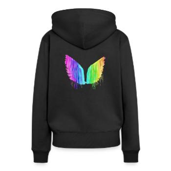 Angelwings,Ailes,Aquarelle,Ailes d’Ange,Coloré,LGBT - Sweat à capuche Premium bio Femme - noir - Dos - Julia (174cm)