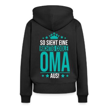 Coole Oma Geschenkidee Muttertag Geburtstag - Frauen Premium Bio Hoodie - Schwarz - Hinten - Julia (174cm)