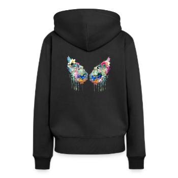 Angelwings,Wings,Coloré,Angel Wings,Fleurs - Sweat à capuche Premium bio Femme - noir - Dos - Julia (174cm)