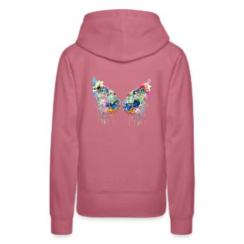 Angelwings,Wings,Coloré,Angel Wings,Fleurs - Sweat à capuche Premium bio Femme - mauve - Dos - Isabella (175cm)