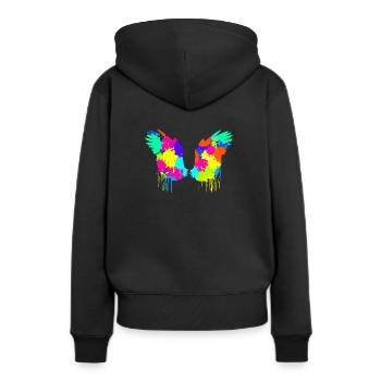 Angelwings,Wings,Aquarelle,Coloré, Angel Wings - Sweat à capuche Premium bio Femme - noir - Dos - Julia (174cm)