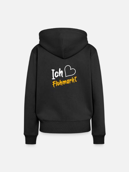 Ich liebe Flohmarkt - Frauen Premium Bio Hoodie - Schwarz