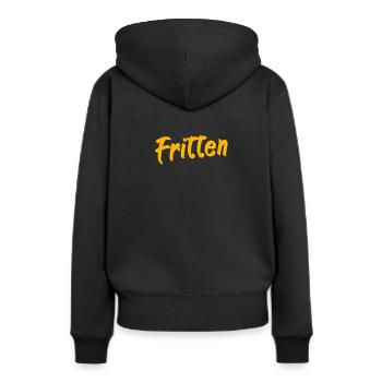 Frites,Frites,Frites,Pommes de terre,Frites - Sweat à capuche Premium bio Femme - noir - Dos - Julia (174cm)