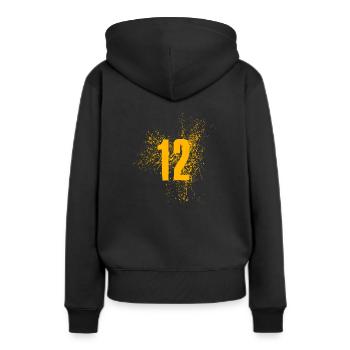 12 Douze ans - Sweat à capuche Premium bio Femme - noir - Dos - Julia (174cm)