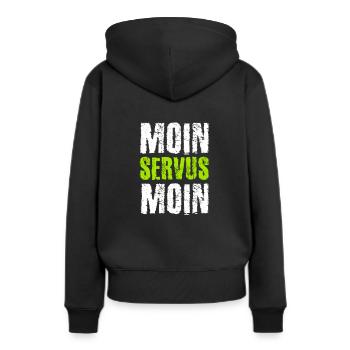 Moin Servus Moin - Sweat à capuche Premium bio Femme - noir - Dos - Julia (174cm)