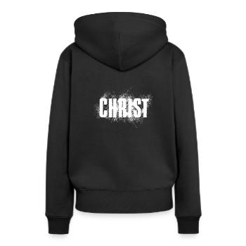 Christ - Frauen Premium Bio Hoodie - Schwarz - Hinten - Julia (174cm)