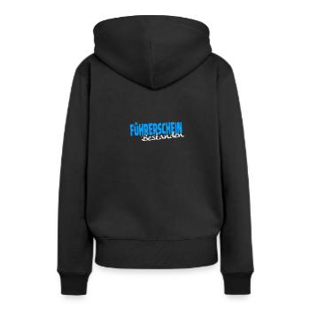 Führerschein bestanden - Frauen Premium Bio Hoodie - Schwarz - Hinten - Julia (174cm)