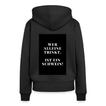 Trinkspruch - Frauen Premium Bio Hoodie - Schwarz - Hinten - Julia (174cm)