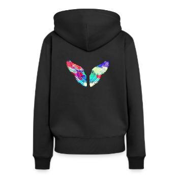 Angelwings,Wings,Aquarelle,Coloré,Angel Wings - Sweat à capuche Premium bio Femme - noir - Dos - Julia (174cm)