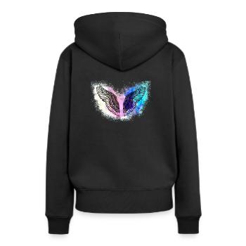 Angelwings,Wings,Aquarelle,Coloré,Angel Wings - Sweat à capuche Premium bio Femme - noir - Dos - Julia (174cm)