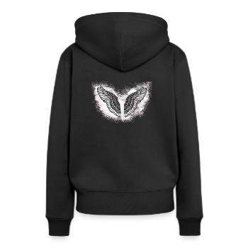 Angelwings,Ailes,Aquarelle,Blanc,Ailes d’ange - Sweat à capuche Premium bio Femme - noir - Dos - Julia (174cm)