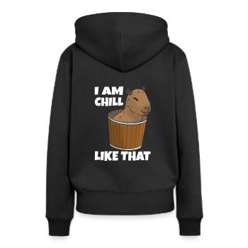 Capybara chill en seau - Sweat à capuche Premium bio Femme - noir - Dos - Julia (174cm)