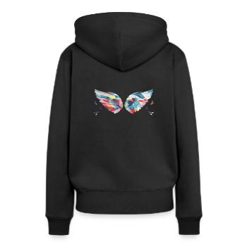 Angelwings,Wings,Aquarelle,Coloré,Angel Wings - Sweat à capuche Premium bio Femme - noir - Dos - Julia (174cm)