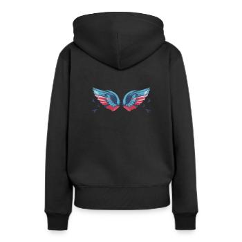 Angelwings,Wings,Aquarelle,Coloré,Angel Wings - Sweat à capuche Premium bio Femme - noir - Dos - Julia (174cm)