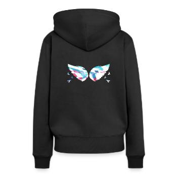 Angelwings,Wings,Aquarelle,Coloré,Angel Wings - Sweat à capuche Premium bio Femme - noir - Dos - Julia (174cm)