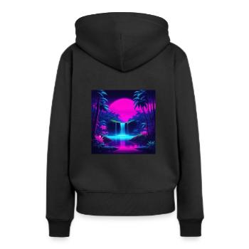 cascade néon - Sweat à capuche Premium bio Femme - noir - Dos - Julia (174cm)