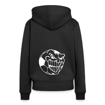 Grinsender Ball - Frauen Premium Bio Hoodie - Schwarz - Hinten - Julia (174cm)