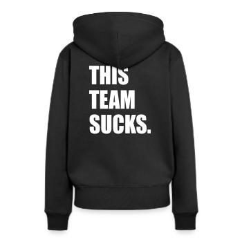 Schlechtes Team - Frauen Premium Bio Hoodie - Schwarz - Hinten - Julia (174cm)