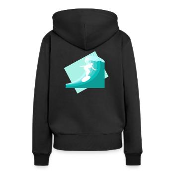 Surfer Welle - Frauen Premium Bio Hoodie - Schwarz - Hinten - Julia (174cm)