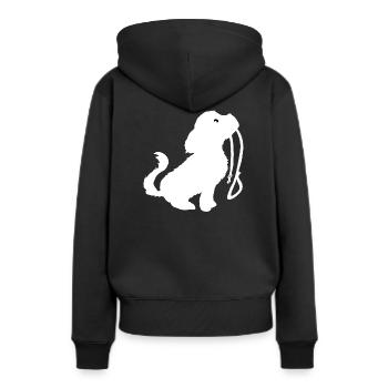 Chien en laisse - Sweat à capuche Premium bio Femme - noir - Dos - Julia (174cm)