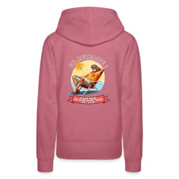 Retraité, Roi du Farniente : Sourire 24h/24 H - Sweat à capuche Premium bio Femme - mauve - Dos - Isabella (175cm)