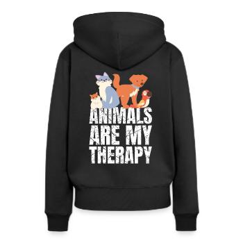 Les animaux sont ma thérapie Les animaux Les amoureux des animaux - Sweat à capuche Premium bio Femme - noir - Dos - Julia (174cm)