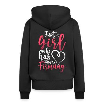 Just a girl who has Firmung Firmling - Frauen Premium Bio Hoodie - Schwarz - Hinten - Julia (174cm)