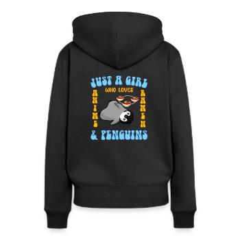 Nur ein Mädchen was Anime Ramen und Pinguine liebt - Frauen Premium Bio Hoodie - Schwarz - Hinten - Julia (174cm)