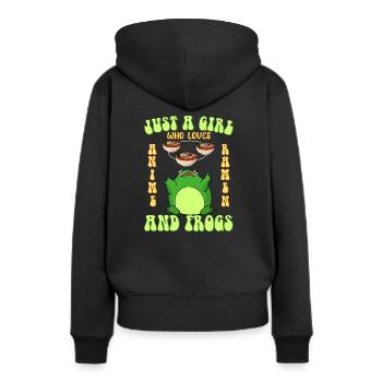 Nur ein Mädchen was Anime Ramen und Frösche liebt - Frauen Premium Bio Hoodie - Schwarz - Hinten - Julia (174cm)