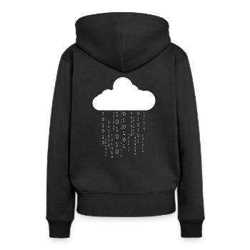 Cloud Speicher Informatiker - Frauen Premium Bio Hoodie - Schwarz - Hinten - Julia (174cm)