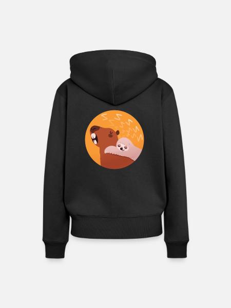 Schläfriges Capybara & Faultier - Frauen Premium Bio Hoodie - Schwarz