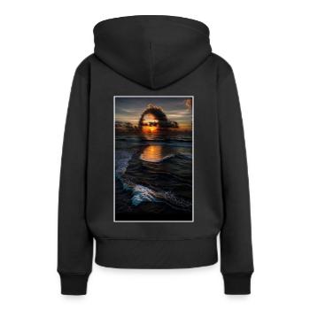 Tableau de la Joconde revue par la Nature - Sweat à capuche Premium bio Femme - noir - Dos - Julia (174cm)