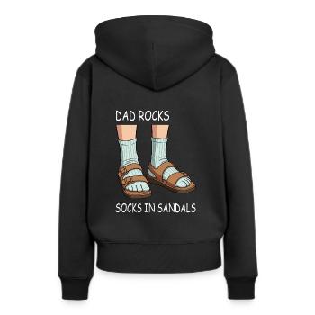 Papa porte des chaussettes en sandales - Sweat à capuche Premium bio Femme - noir - Dos - Julia (174cm)