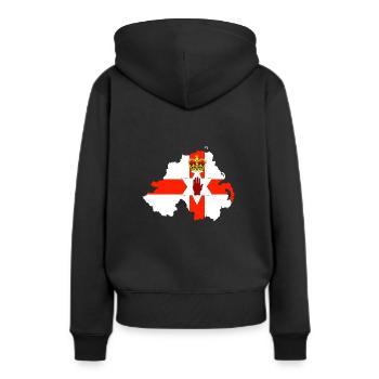 Flagge von Nordirland u. Karte von Nordirland - Frauen Premium Bio Hoodie - Schwarz - Hinten - Julia (174cm)