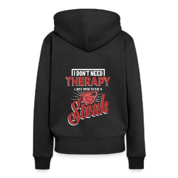 Viandes de steak - Sweat à capuche Premium bio Femme - noir - Dos - Julia (174cm)