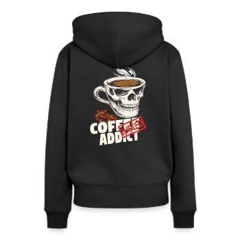 coffe addict busted Kaffeebohne - Frauen Premium Bio Hoodie - Schwarz - Hinten - Julia (174cm)